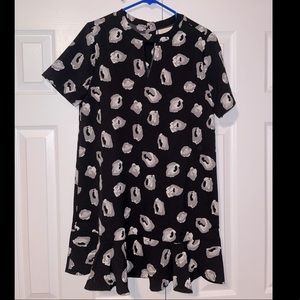 MudPie Black Dress with White Flowers with Cutout